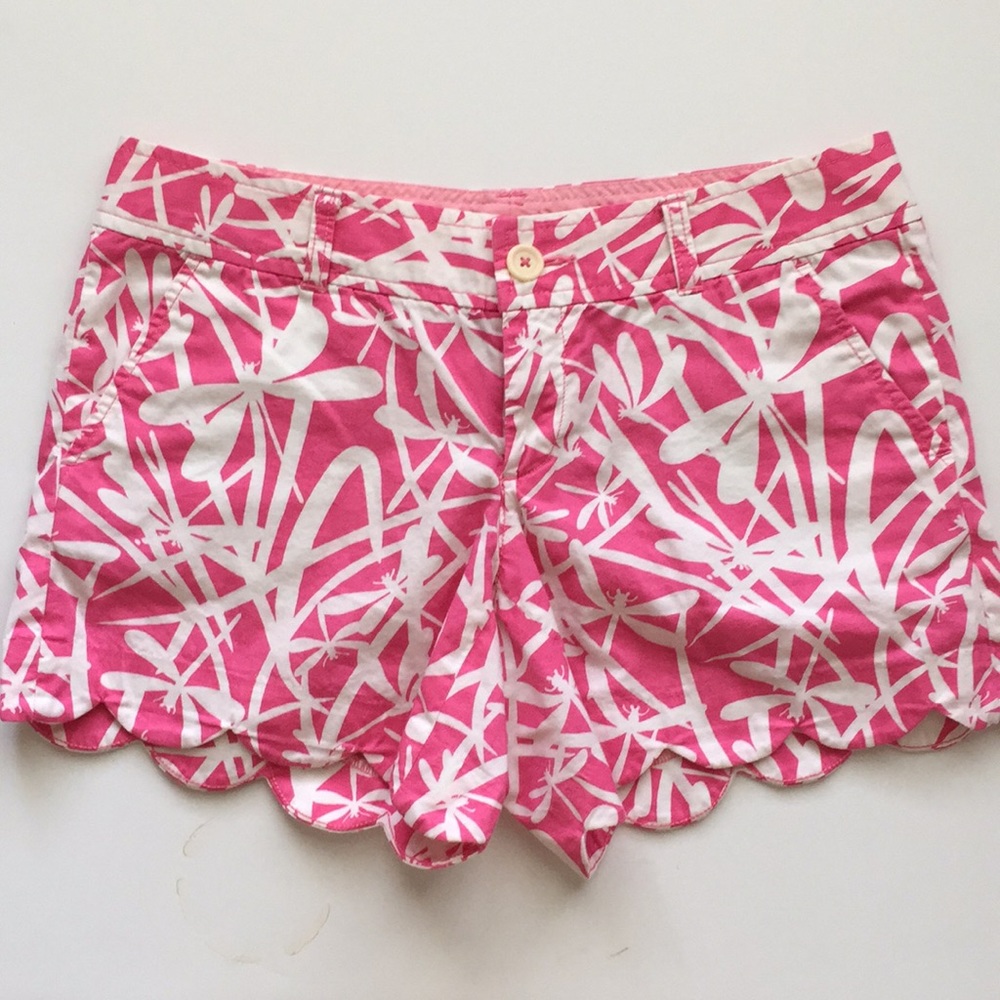 Lilly Pulitzer Scallop Shorts Sz 6 pink dragonfly